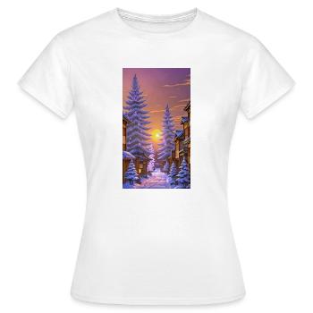 Wintersonnenuntergang in einem traditionellen - Frauen T-Shirt - Weiß - Vorne - AI Model Female 172 dark (172cm)