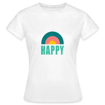 HAPPY. HAPPINESS. FREEDOM. POSITIVE. POSITIF - T-shirt Femme - blanc - Devant - AI Model Female 172 dark (172cm)