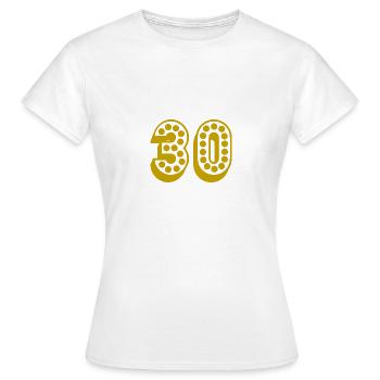 30. 30 YEARS. 30th ANNIVERSARY. 30TH ANNIVERSARY. - Women's T-Shirt - white - Front - AI Model Female 172 dark (172cm)