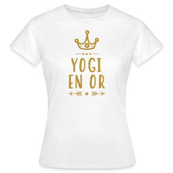 Yogi en Or / Yoga - T-shirt Femme - blanc - Devant - AI Model Female 172 dark (172cm)