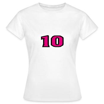 10. 10 YEARS. 10th ANNIVERSARY. 10 YEAR ANNIVERSARY. - Women's T-Shirt - white - Front - AI Model Female 172 dark (172cm)