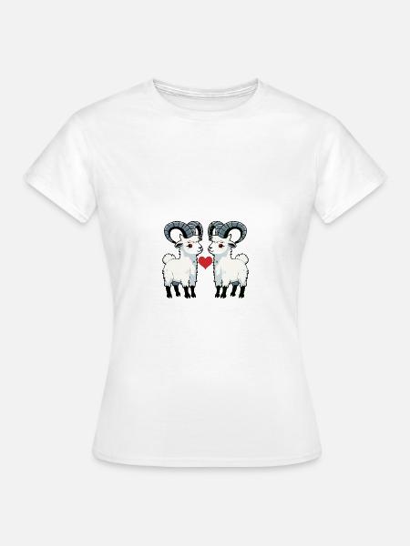 Bergziege Paar Ziege Valentinstag - Frauen T-Shirt - Weiß
