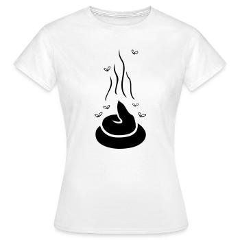 Dampfender Scheißhaufen mit Fliegen - einfärbbar - Frauen T-Shirt - Weiß - Vorne - AI Model Female 172 dark (172cm)
