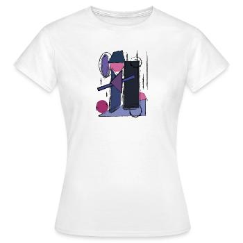 Geometric abstraction in retro style - Women's T-Shirt - white - Front - AI Model Female 172 dark (172cm)
