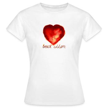 Best MOM. Abstract red watercolor heart . - Frauen T-Shirt - Weiß - Vorne - AI Model Female 172 dark (172cm)