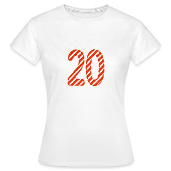ANNIVERSARY. HAPPY BIRTHDAY. HAPPY BIRTHDAY. - Women's T-Shirt - white - Front - AI Model Female 172 dark (172cm)