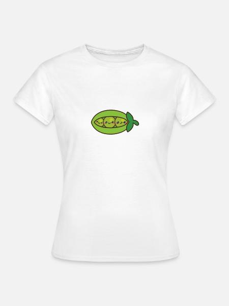 Petits pois souriants Kawaii - T-shirt Femme - blanc
