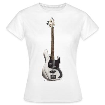 E-Bass - Frauen T-Shirt - Weiß - Vorne - AI Model Female 172 dark (172cm)