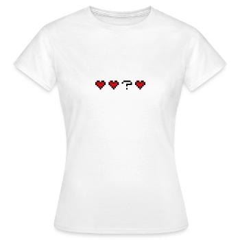 Trois cœurs un point d’interrogation - T-shirt Femme - blanc - Devant - AI Model Female 172 dark (172cm)