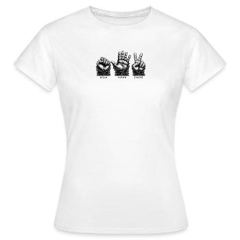 Stein Papier Schere - Frauen T-Shirt - Weiß - Vorne - AI Model Female 172 dark (172cm)