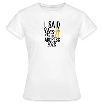 J’ai dit à l’adresse 2028 - T-shirt Femme - blanc - Devant - AI Model Female 172 dark (172cm)