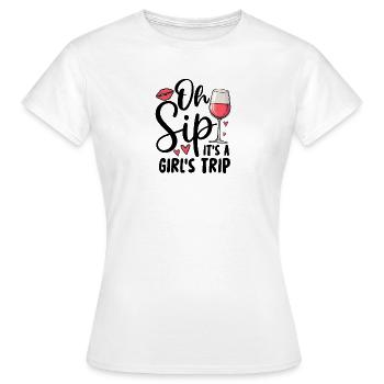 Oh Sip C’est un voyage entre filles - T-shirt Femme - blanc - Devant - AI Model Female 172 dark (172cm)
