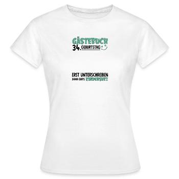Guestbook 34 Birthday Sign Children's - Women's T-Shirt - white - Front - AI Model Female 172 dark (172cm)