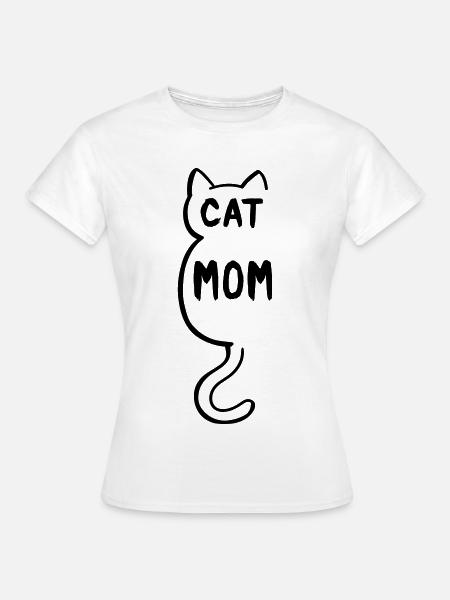 Mama kot - kot mumia - Cartoon - T-shirt dam - vit