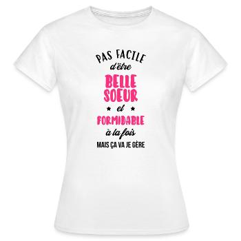 Belle Beau-Frère / Belle-Sœur / Beau Frere / Belle - T-shirt Femme - blanc - Devant - AI Model Female 172 dark (172cm)
