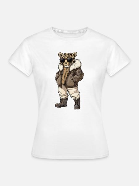 Leopard Cool Winter - Frauen T-Shirt - Weiß