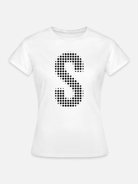 Buchstabe S – Punktmuster Initial Design - Frauen T-Shirt - Weiß