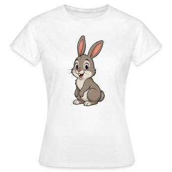 Fröhlicher Cartoonhase - Frauen T-Shirt - Weiß - Vorne - AI Model Female 172 dark (172cm)