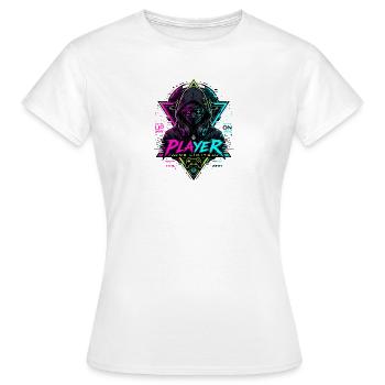 Player Neon Gamer Mask – No Limits - Frauen T-Shirt - Weiß - Vorne - AI Model Female 172 dark (172cm)