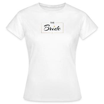 Die Braut mit Goldrahmen und Ring - JGA - Hochzeit - Frauen T-Shirt - Weiß - Vorne - AI Model Female 172 dark (172cm)