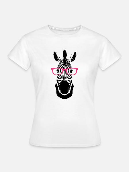 Zebra Brille Nerd - Frauen T-Shirt - Weiß
