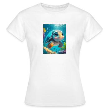Niedliche CartoonBabyschildkröte unter Wasser - Frauen T-Shirt - Weiß - Vorne - AI Model Female 172 dark (172cm)