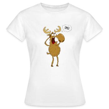 Erschrockener Elch - Frauen T-Shirt - Weiß - Vorne - AI Model Female 172 dark (172cm)