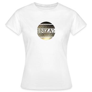 Ibiza Logo in Gold - Frauen T-Shirt - Weiß - Vorne - AI Model Female 172 dark (172cm)