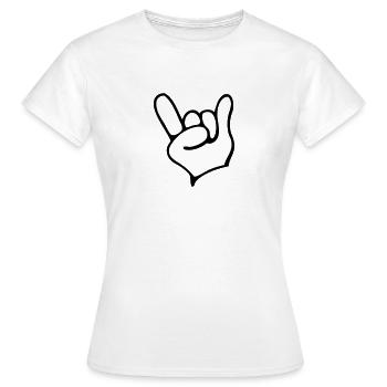Rock Hand - Devil - Pommesgabel - Teufelshörner - Women's T-Shirt - white - Front - AI Model Female 172 dark (172cm)