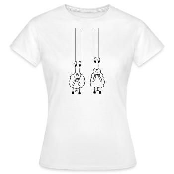 Moutons sur les anneaux - T-shirt Femme - blanc - Devant - AI Model Female 172 dark (172cm)