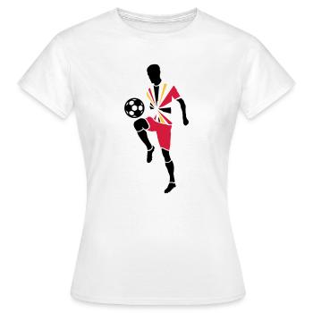 Joueur de foot avec ballon de foot - T-shirt Femme - blanc - Devant - AI Model Female 172 dark (172cm)