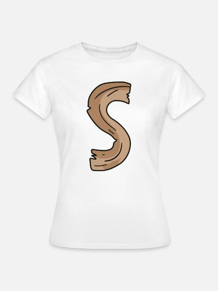 Buchstabe S Holz Holzbuchstabe Name - Frauen T-Shirt - Weiß