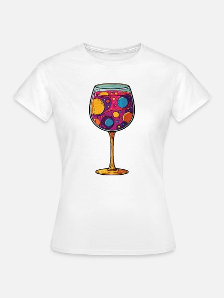 Weinglas Symbol Bunt - Frauen T-Shirt - Weiß