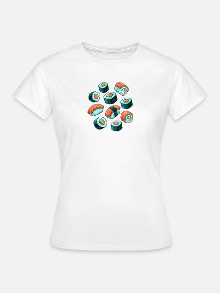 Sushi Muster Cartoon Set - Frauen T-Shirt - Weiß