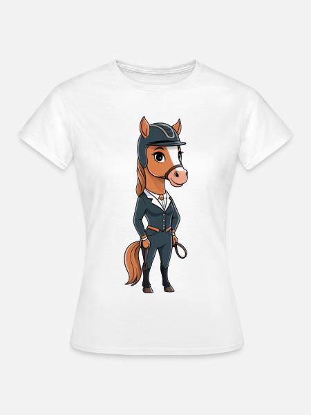 Elegantes Reitpferd im Anzug - Frauen T-Shirt - Weiß