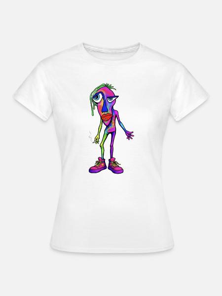 Bunter abstrakter Raucher-Charakter - Frauen T-Shirt - Weiß