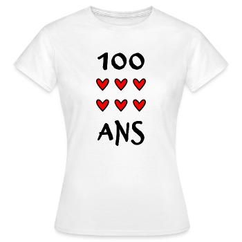 100 ANS. 100e ANNIVERSAIRE. ANNIVERSAIRE 100 ANS. - T-shirt Femme - blanc - Devant - AI Model Female 172 dark (172cm)