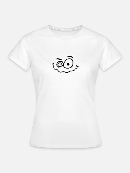Verrücktes Lustiges Wahnsinniges Smiley Gesicht - Frauen T-Shirt - Weiß