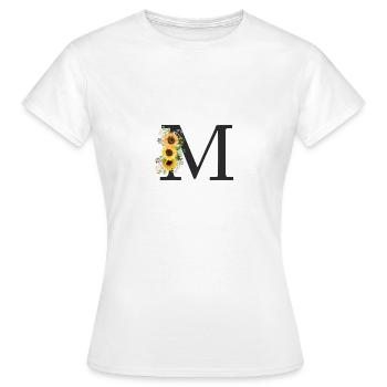 M Monogramm Sonnenblumen - Frauen T-Shirt - Weiß - Vorne - AI Model Female 172 dark (172cm)
