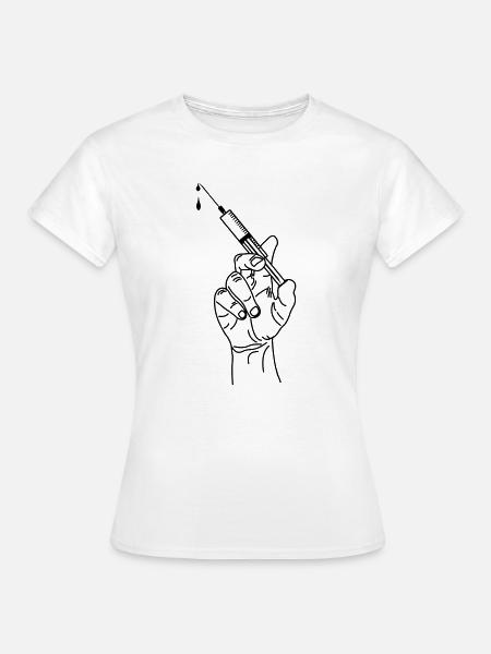 Impfspritze in der Hand - Frauen T-Shirt - Weiß