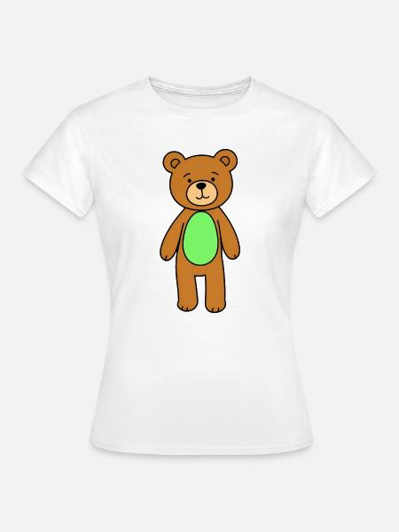 Kuschelbär Grünbauch Cartoon - Frauen T-Shirt - Weiß