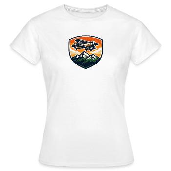 Vintage Flugzeug über Berglandschaft - Frauen T-Shirt - Weiß - Vorne - AI Model Female 172 dark (172cm)