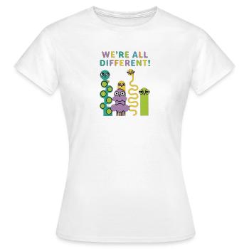We're All Different! Colorful creatures - Women's T-Shirt - white - Front - AI Model Female 172 dark (172cm)
