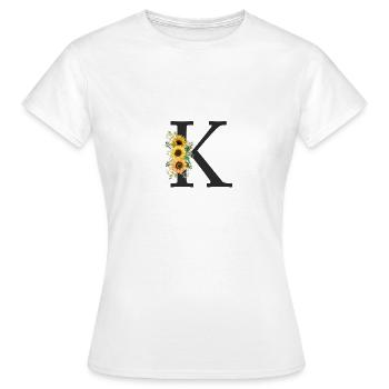 K Monogramm Sonnenblumen - Frauen T-Shirt - Weiß - Vorne - AI Model Female 172 dark (172cm)