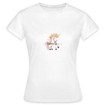 Anette! Design fleur de licorne, personnalisable - T-shirt Femme - blanc - Devant - AI Model Female 172 dark (172cm)