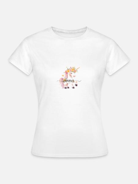 Anna! Einhorn-Blumen Design, personalisierbar - Frauen T-Shirt - Weiß
