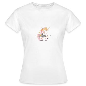 Clea! Design fleur de licorne, personnalisable - T-shirt Femme - blanc - Devant - AI Model Female 172 dark (172cm)