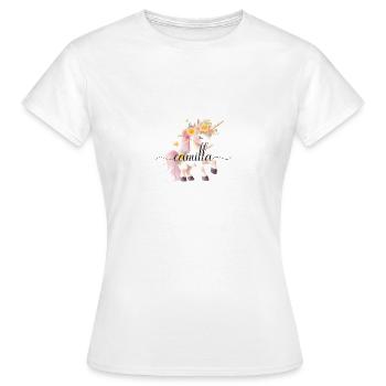 Camilla! Einhorn-Blumen Design, personalisierbar - Frauen T-Shirt - Weiß - Vorne - AI Model Female 172 dark (172cm)
