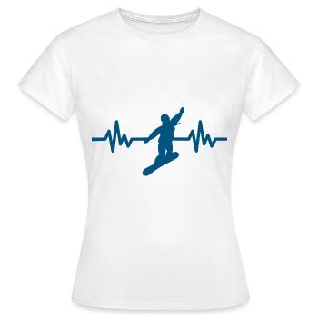 Heartbeat Snowboard - Sports d’hiver Piste de neige - T-shirt Femme - blanc - Devant - AI Model Female 172 dark (172cm)