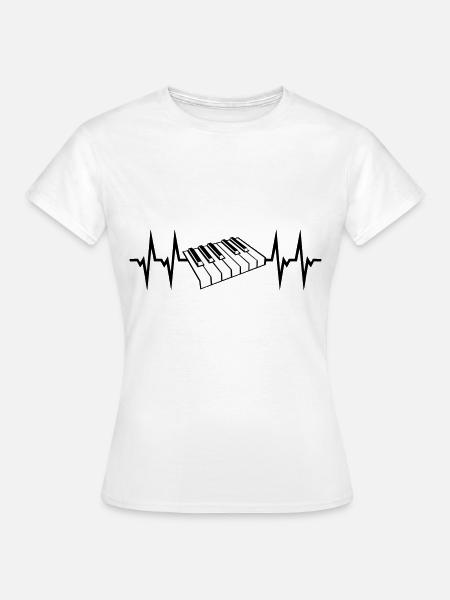 Piano, battement de coeur de clavier de piano - T-shirt Femme - blanc